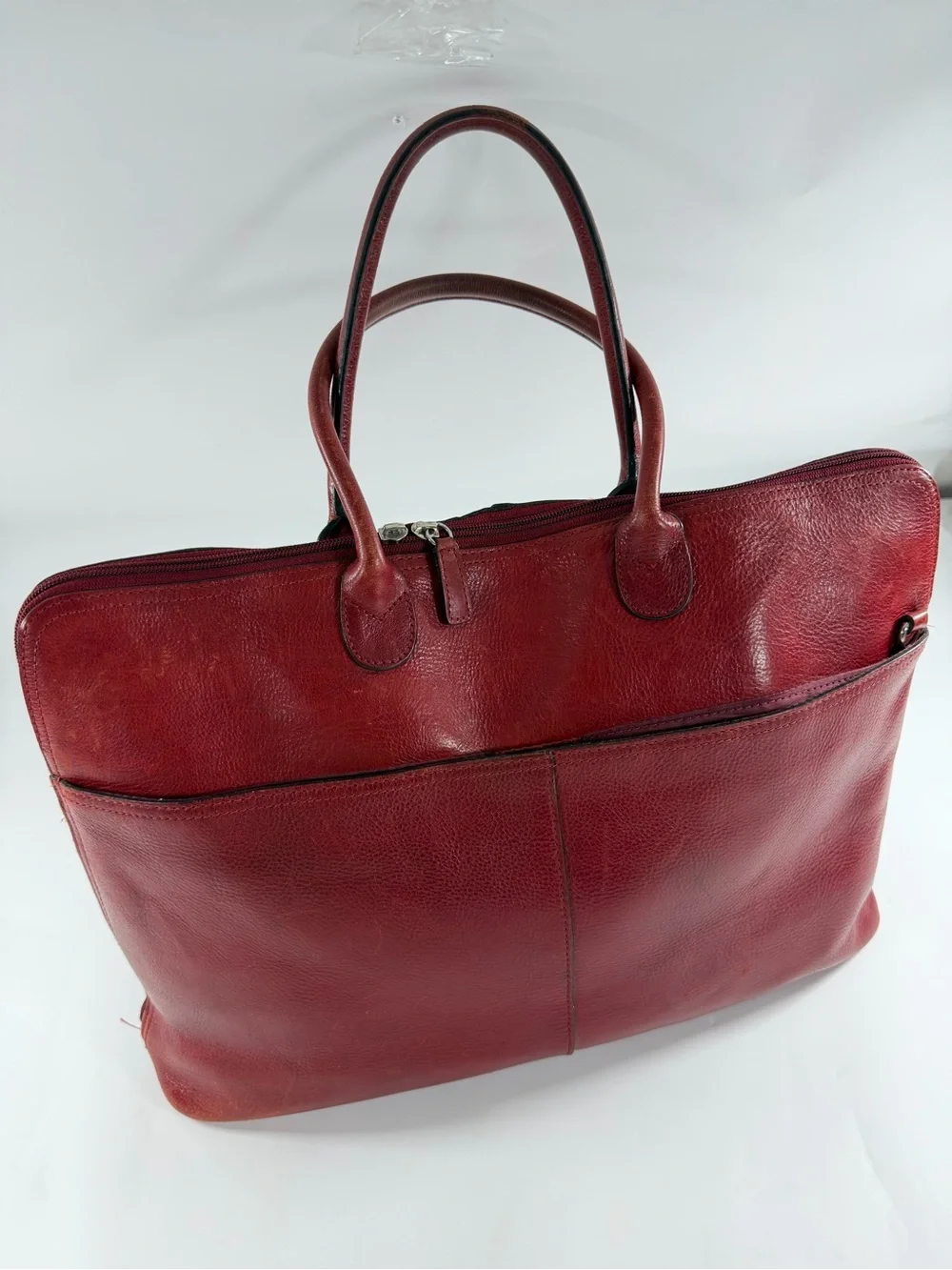 Wilsons Leather Burgundy Laptop Tote Business Briefcase Organizer Quiet Luxury